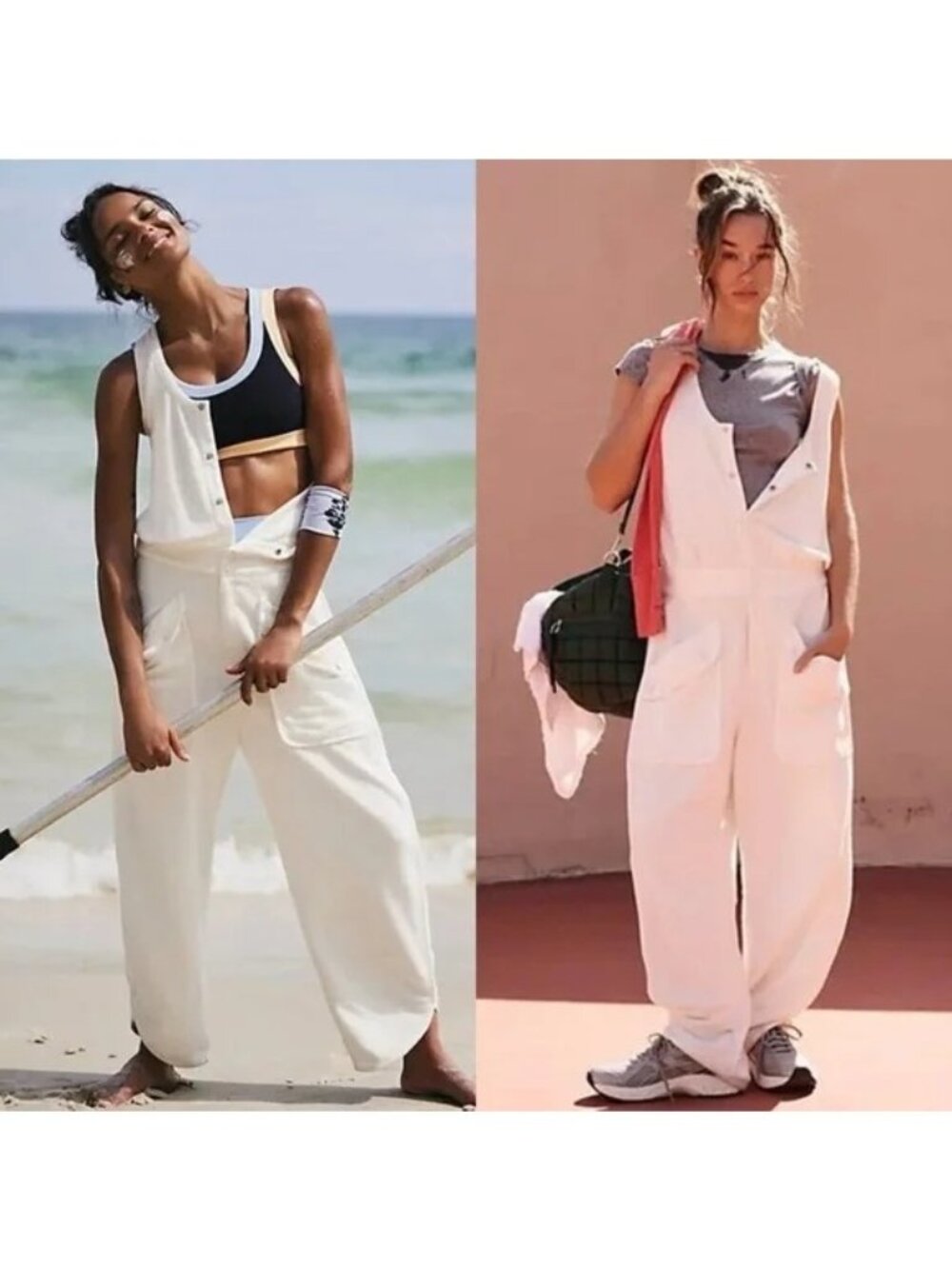 Free People Timko Jumpsuit Beach White Gorpcore Athleisure Summer Womens XS